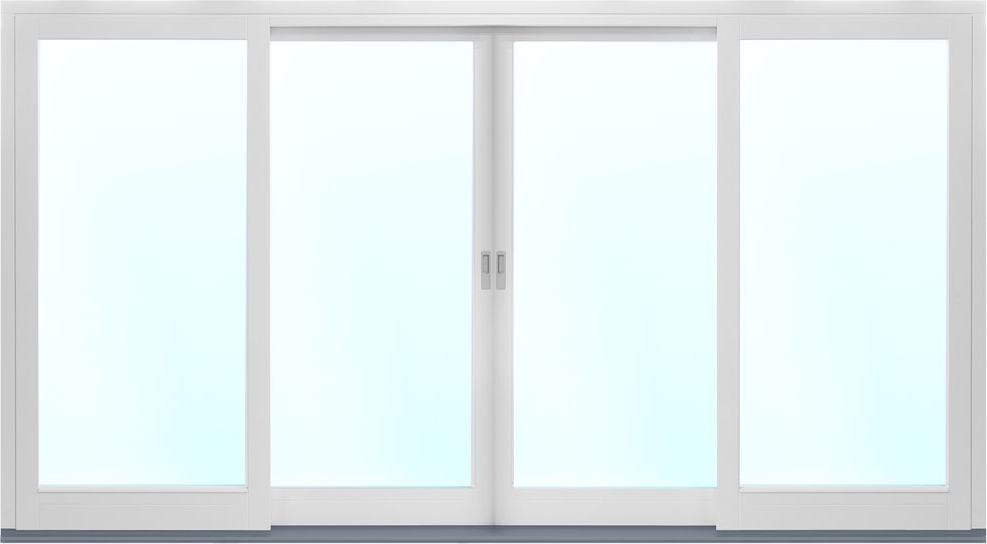 4-delat fasadparti i aluminium med skjutdörrar - 3-glas + Karmhylsor 4-delat fasadparti i aluminium med skjutdörrar - 3-glas + Karmhylsor