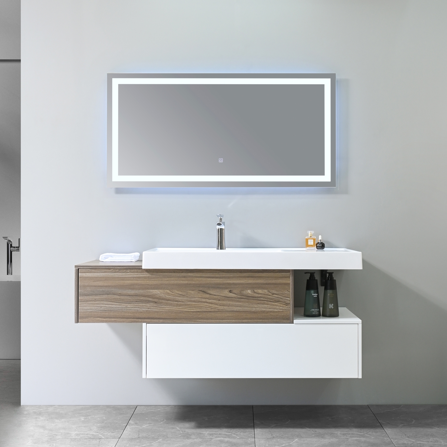 Badrumsmöbler Nordic Duo - Vit & Trä Badrumsmöbler Nordic Duo - Vit & Trä