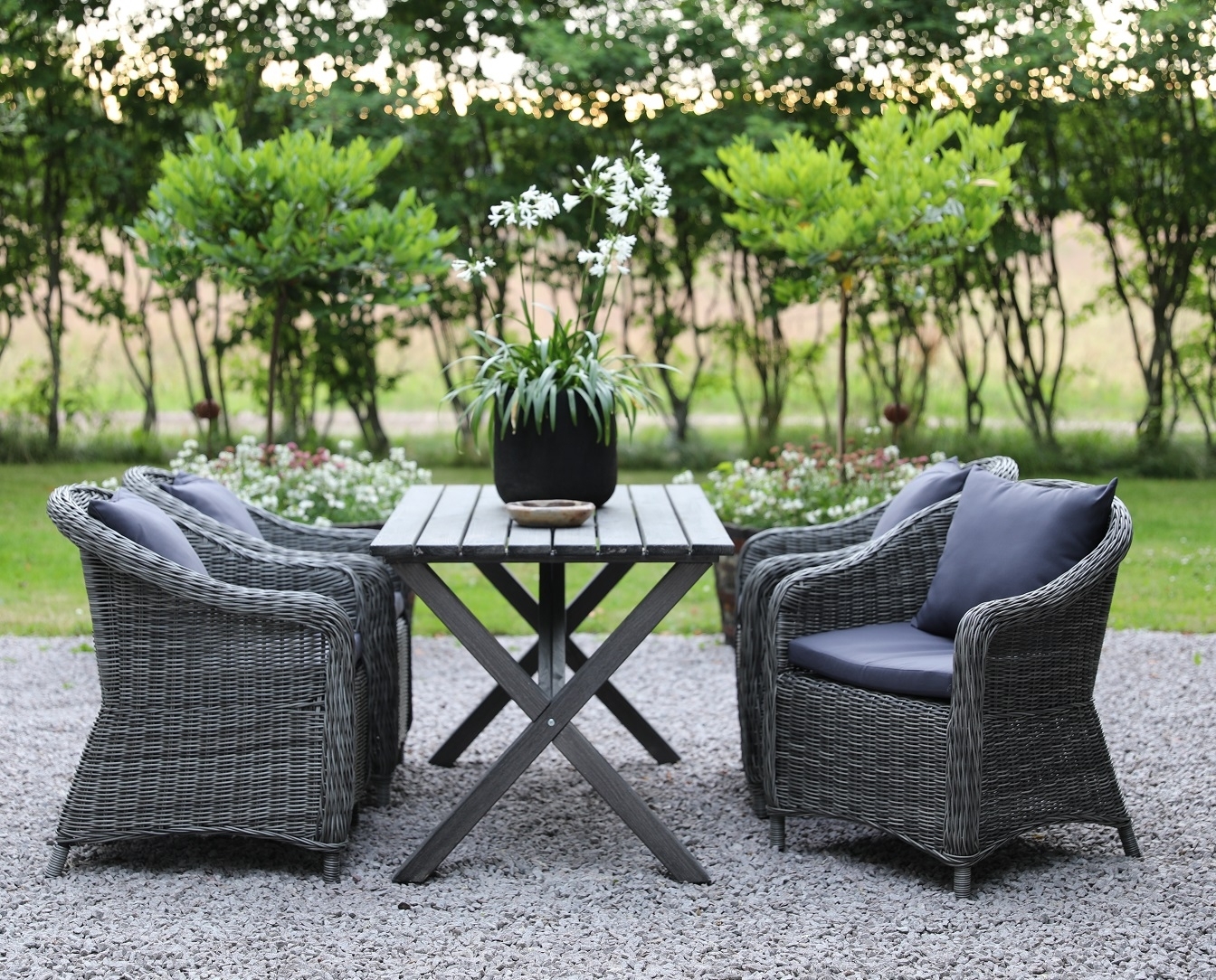 Matgrupp - Scottsdale Bord 150 cm | Rustik gr inklusive 4 ftljer