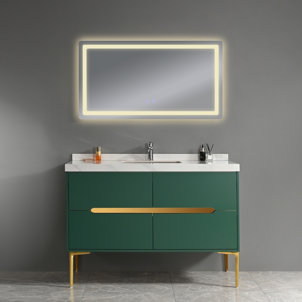 Badezimmermöbel Cancun 120 cm - Grün mit Messingdetails Badezimmermöbel Cancun 120 cm - Grün mit Messingdetails