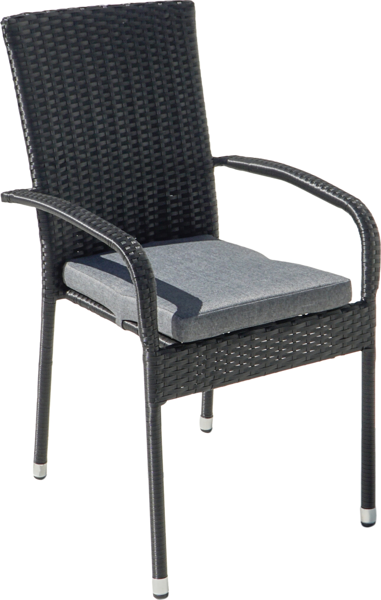 Majken stapelbar utestol med dyna - Svart konstrotting med grå sittdyna Majken stapelbar utestol med dyna - Svart konstrotting med grå sittdyna