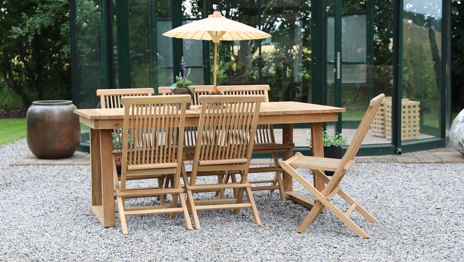 Salt utematgrupp matbord 180x100 cm med 6 st Salt matstolar - Teak