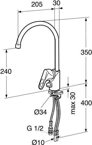 GBG Nordic k�ksblandare, h�g med avst�ngning - 8220459