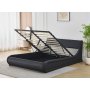 S�ngram med f�rvaring - 160 x 200 cm - Svart konstl�der