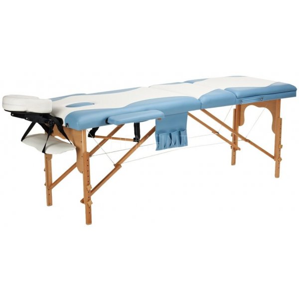 Massageb�nk med tr�ben - 3 zoner - Tv�f�rgad