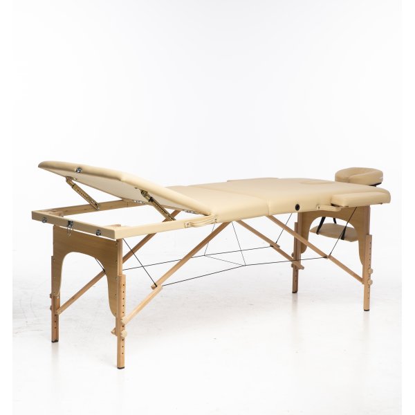 3-zons massagebänk - Beige PU läder 3-zons massagebänk - Beige PU läder