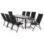 Utematgrupp Ibiza bord 185cm + 8 stolar - Svart