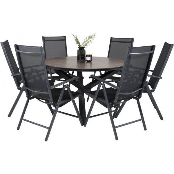 Tottarp Matgrupp (ø140) - Svart/Brun - 6 Stolar Tottarp Matgrupp (ø140) - Svart/Brun - 6 Stolar