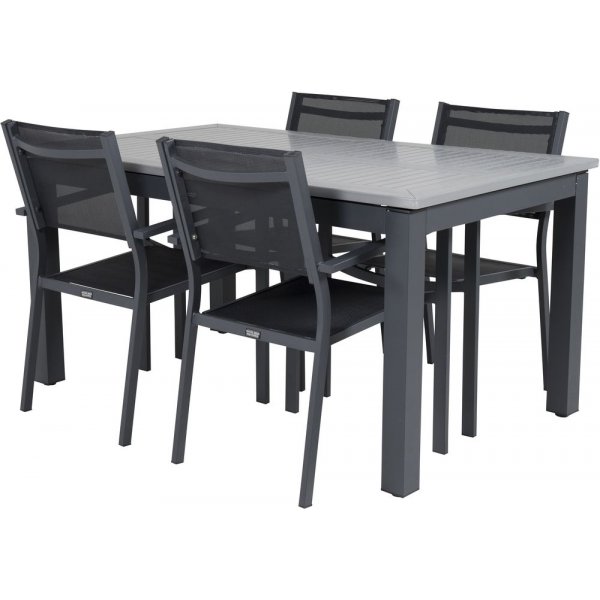 Ekenäs Spisegruppe (152x90) - Sort/Grå - 4 Stole Ekenäs Spisegruppe (152x90) - Sort/Grå - 4 Stole