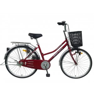 Damcykel 24" - Röd | Klassisk modell med korg och pakethållare Damcykel 24" - Röd | Klassisk modell med korg och pakethållare