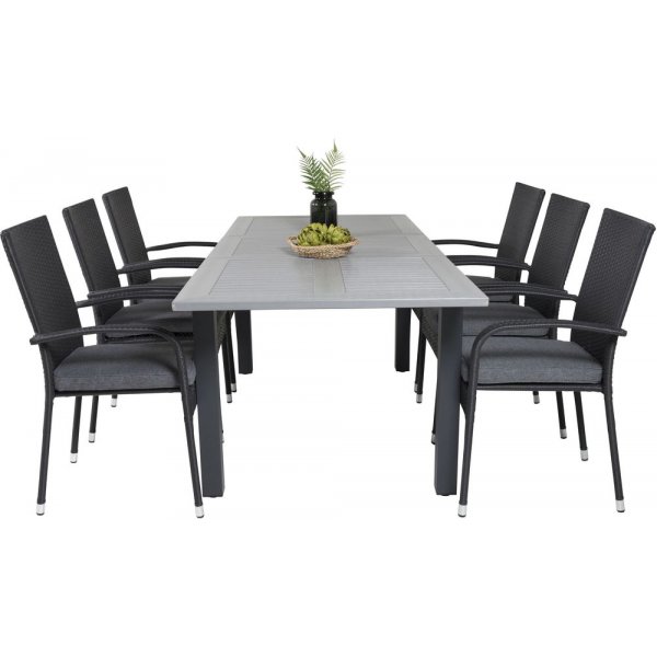 Ekenäs Matgrupp (152x90) - Svart/Grå - 6 Stolar Ekenäs Matgrupp (152x90) - Svart/Grå - 6 Stolar
