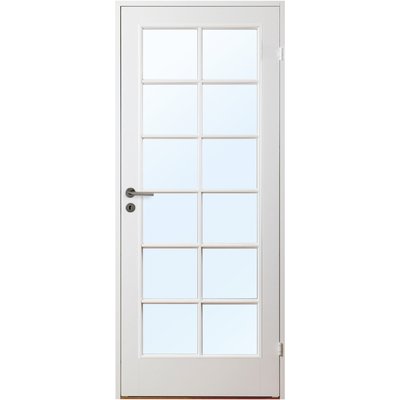 Innerdörr Gotland - Kompakt dörrblad med stort spröjsat glasparti SP12 + Handtagskit - Blankt