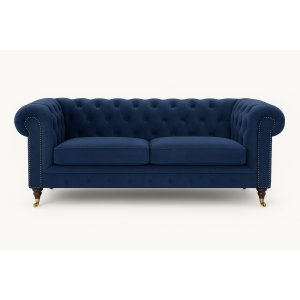Soffa Sheffield Chesterfield 2-sits - M�rkbl� sammet