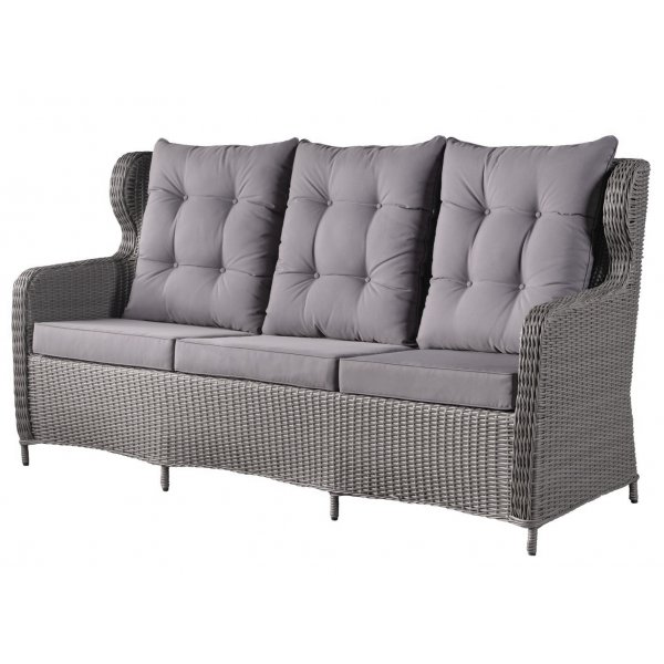 Alaska utemöbelgrupp hög rygg med recliner (3+1+1) - Grå konstrotting Alaska utemöbelgrupp hög rygg med recliner (3+1+1) - Grå konstrotting