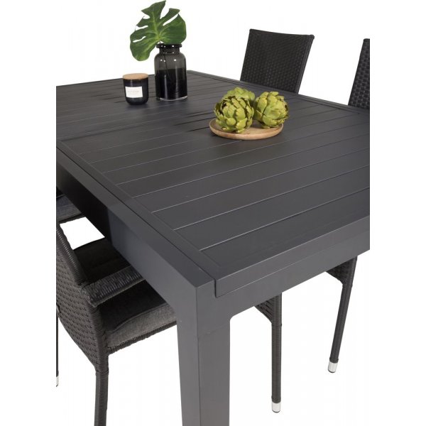 Holma Matgrupp (160x100) - Svart - 4 Stolar