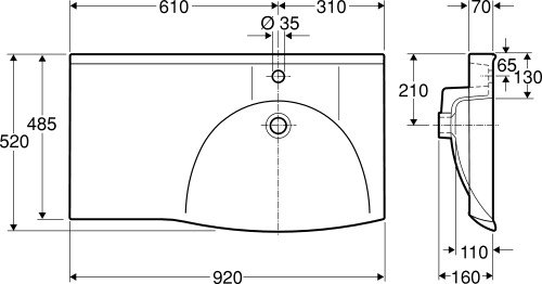 Ifö Sign Art tvättställ 90 cm höger 7472 Vit Ifö Sign Art tvättställ 90 cm höger 7472 Vit