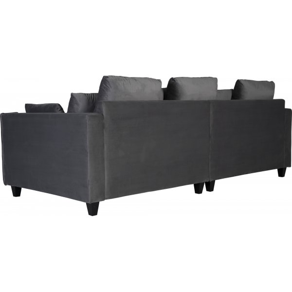 Sofa 250 cm bred mørkegrå fløjl 114 cm dyb Sofa 250 cm bred mørkegrå fløjl 114 cm dyb