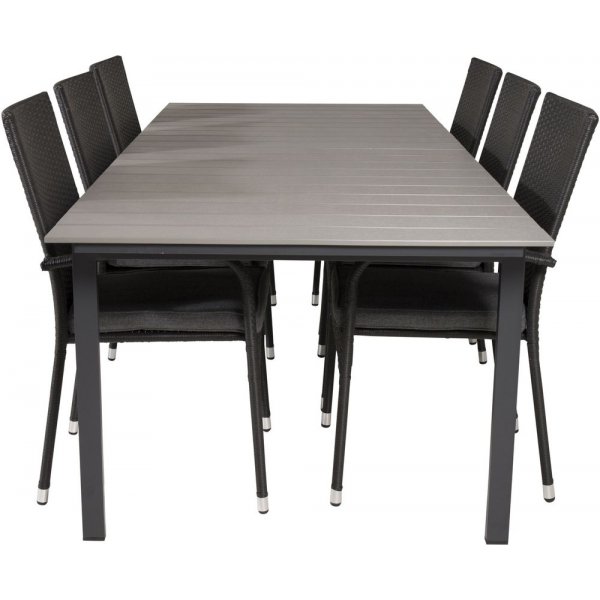 Prssebo Matgrupp (224x100) - Svart/Gr - 6 Stolar