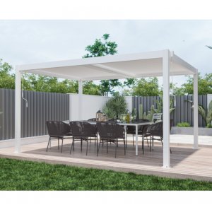 Pergola | Oplukkeligt spaltetag | 4x3 | Hvid Pergola | Oplukkeligt spaltetag | 4x3 | Hvid