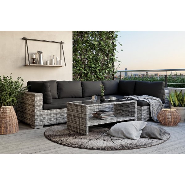 Bahamas Lounge gruppe 5-personers bord med hylde