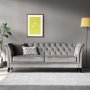 Chesterfield 3-sits Soffa 210 cm Gr� Sammet