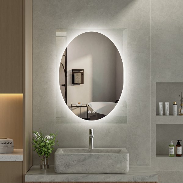Spegel - Benevento | Oval | LED-belysning, dimbar & anti-fog
