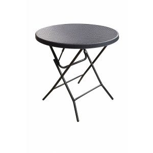 rundt cafebord utomhus konstrotting svart 80 cm hopfällbart + textilimpregnering för utemöbler