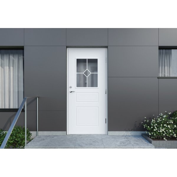 Haustür Monica - mit rechteckigen Fenstern + Bedrucktes Paket Haustür Monica - mit rechteckigen Fenstern + Bedrucktes Paket