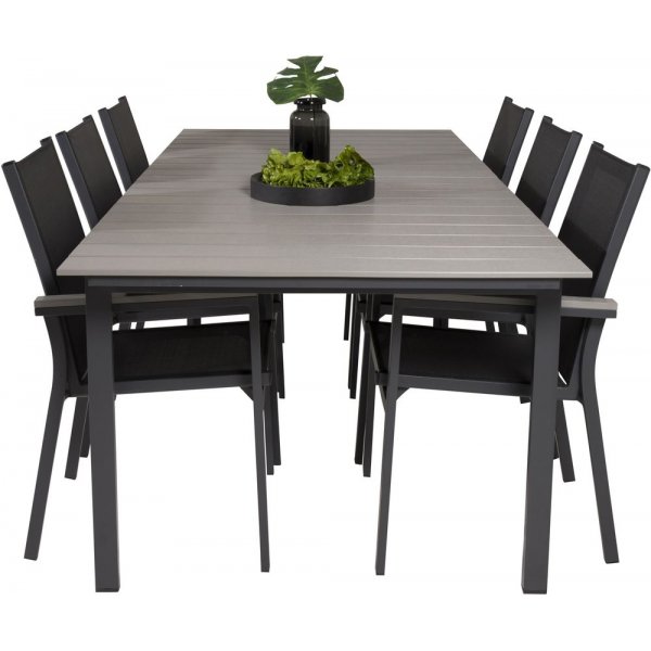 Prssebo Matgrupp (224x100) - Svart/Gr - 6 Stolar
