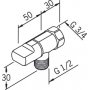 Oras Diskmaskinsventil, G3/4 x G1/2 105001