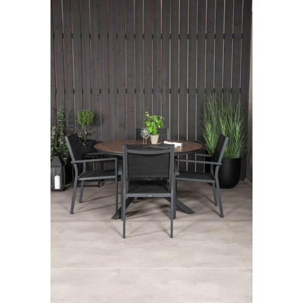 Tottarp Matgrupp (ø140) - Svart/Brun - 4 Stolar Tottarp Matgrupp (ø140) - Svart/Brun - 4 Stolar