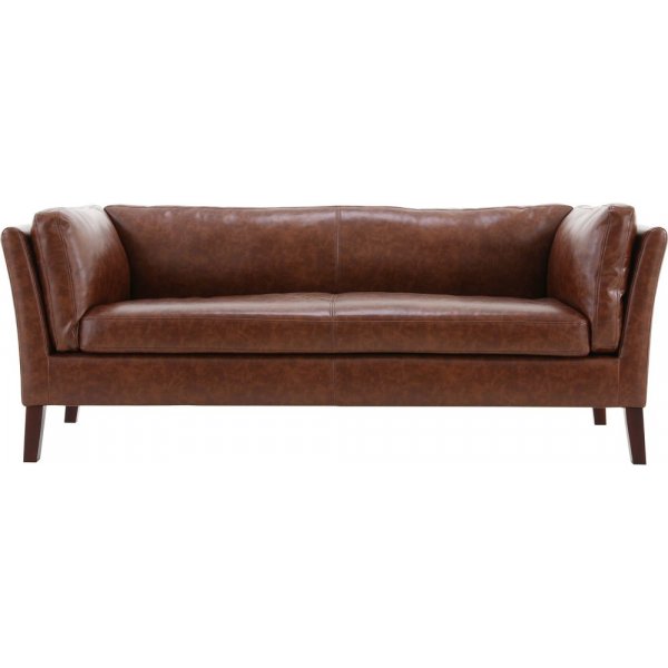 Soffa 3-sits brun vintage PU 198 cm - Heritage