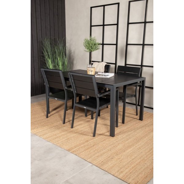 Ervalla Matgrupp (150x90) - Svart - 4 Stolar