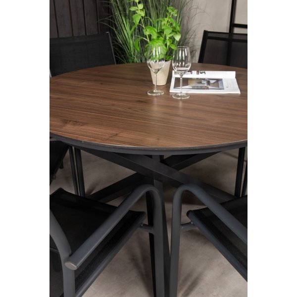 Tottarp Matgrupp (ø140) - Svart/Brun - 6 Stolar Tottarp Matgrupp (ø140) - Svart/Brun - 6 Stolar