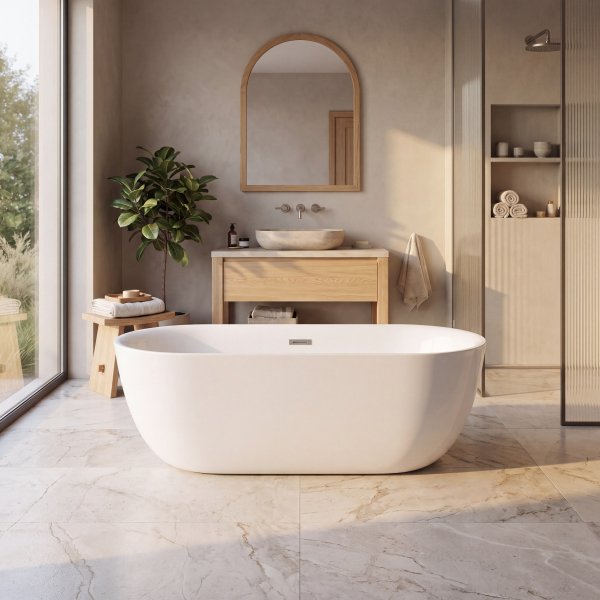 Badkar Vit akryl 120x65x58 cm - December Badkar Vit akryl 120x65x58 cm - December