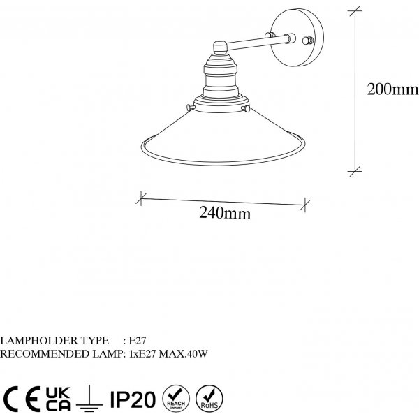 Conic v�gglampa 12196 - Guld