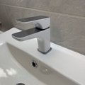 Kundbild Hiacynt Tvättställsblandare - Krom/Vit: Fin blandare i vitt och krom.