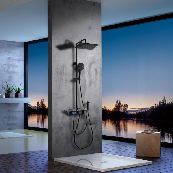Loftbruserst med LED-display | Sort