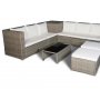 Key West udendrs gruppe; hjrnesofa med bord, fodskamler og opbevaring - Brun syntetisk rattan