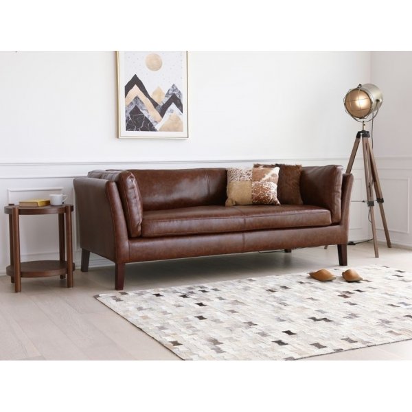 Soffa 3-sits brun vintage PU 198 cm - Heritage
