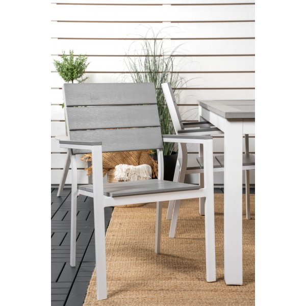 Eken�s Matgrupp (160x90) - Vit/Gr� - 4 Stolar