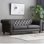 1 Soffa chesterfield 3-sits 219 cm - mörkbrun PU