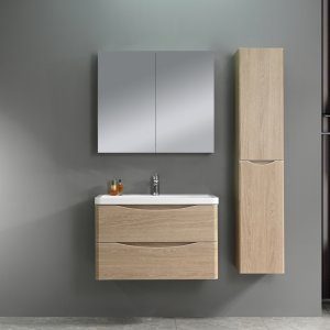 Badrumspaket - Sydney 80 cm | tr&auml; imitation | modern och med smart f&ouml;rvaring + Toalettpappersh&aring;llare