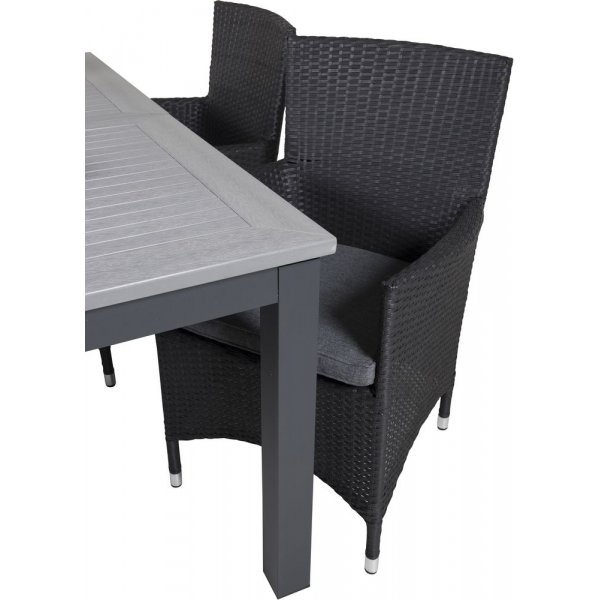 Ekens Matgrupp (152x90) - Svart/Gr - 4 Stolar