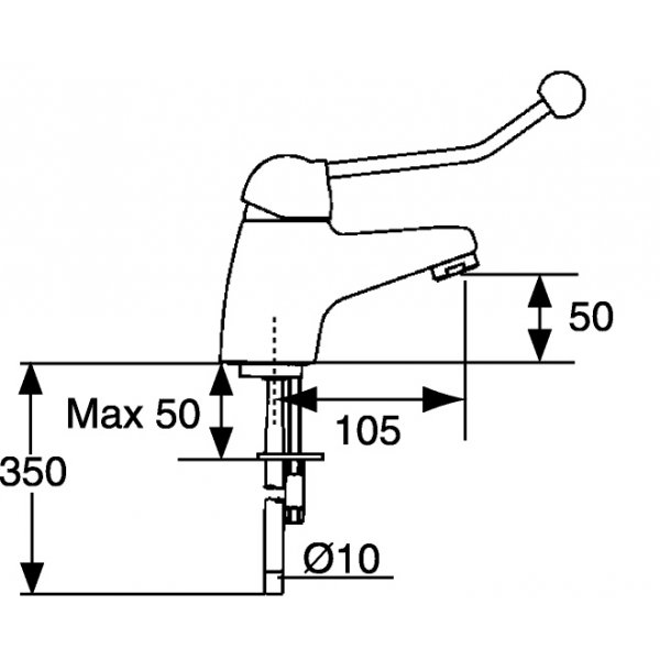 FM Mattsson Hndvaskarmatur 9000 hospitalsmodel Krom - 9050-4000