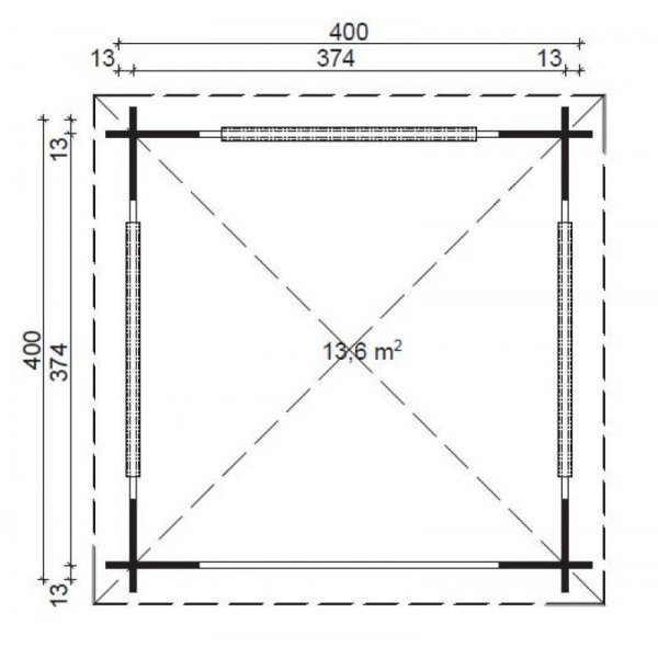 Paviljong 4x4 tr� Melvin - Tr�dg�rdspaviljong Nordcabin 13.5 m�