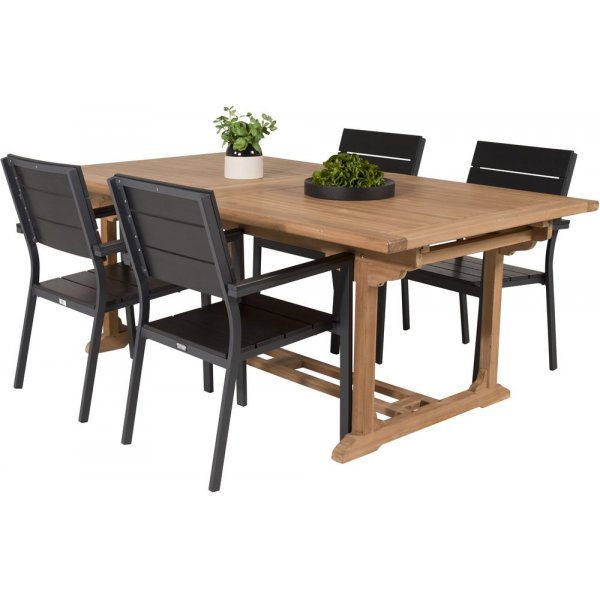 Bjuråker Matgrupp (195x110) - Svart/Natur - 4 Stolar Bjuråker Matgrupp (195x110) - Svart/Natur - 4 Stolar