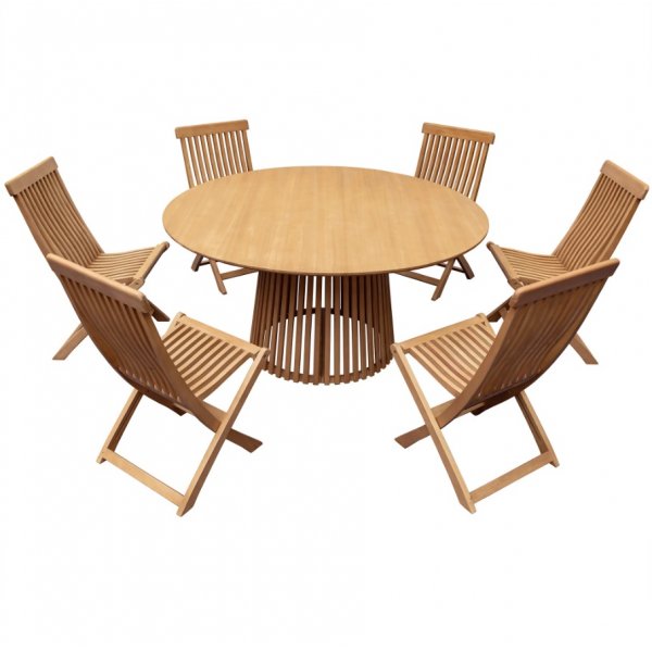 Nord� udend�rs gruppe; Rundt spisebord �150 cm med 6 stole i eukalyptus