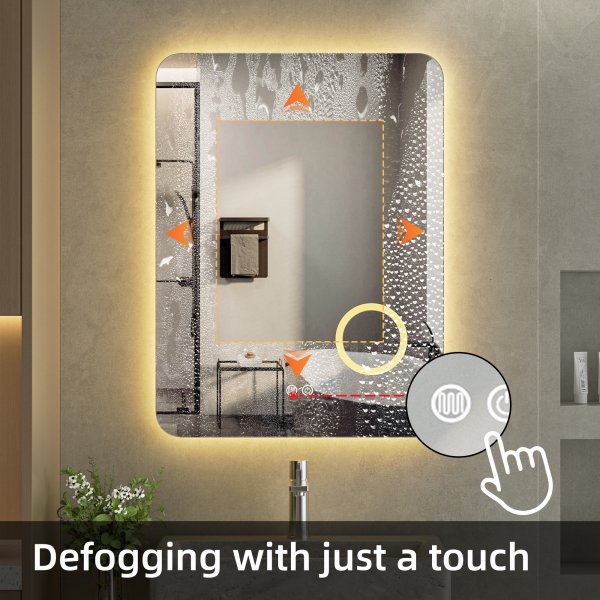 Spegel - Salerno | Rektangulr | LED-belysning, dimbar & anti-fog