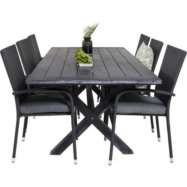 Ramsjö Matgrupp (200x100) - Svart - 6 Stolar Ramsjö Matgrupp (200x100) - Svart - 6 Stolar